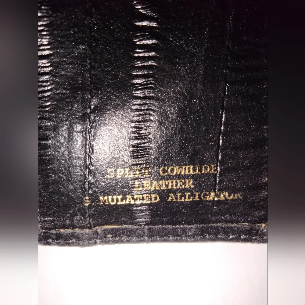 Men's (Black) Split Cowhide Leather & S Mulated Alligator Trifold Wallet